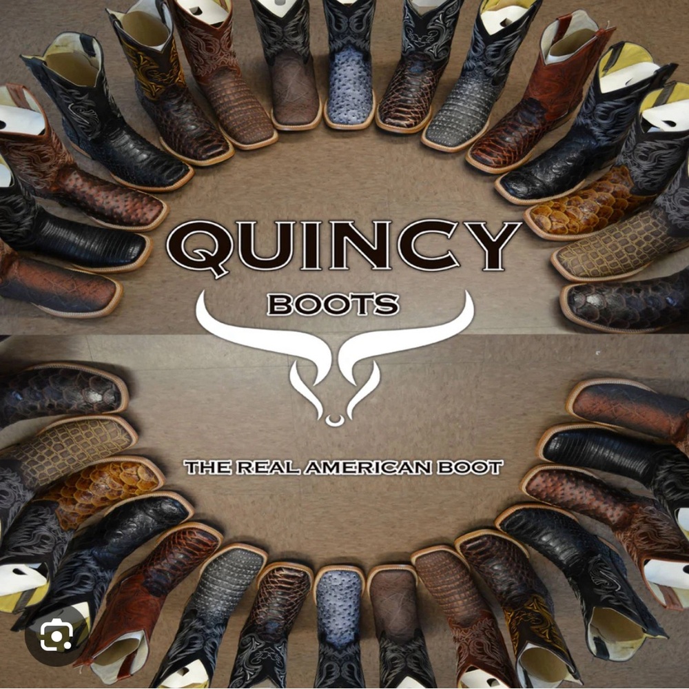 New Quincy Boots The Real American Boot Wide Square Toe Volcano Leather Roses . - Picture 11 of 13
